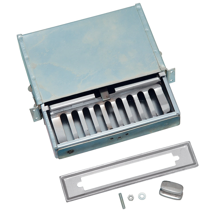 Radio Console Mounted Pull Out Ashtray And Stubber Assembly - Supplied With Trimmable Front Plate And Decorative Surround/Chrome Opening Knob