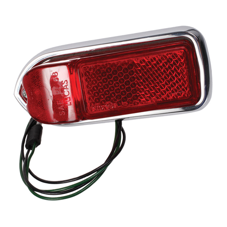 Lucas L824 Left hand rear side marker lamp, Red lens and reflector. Fits Jaguar E-type S2 and S3
