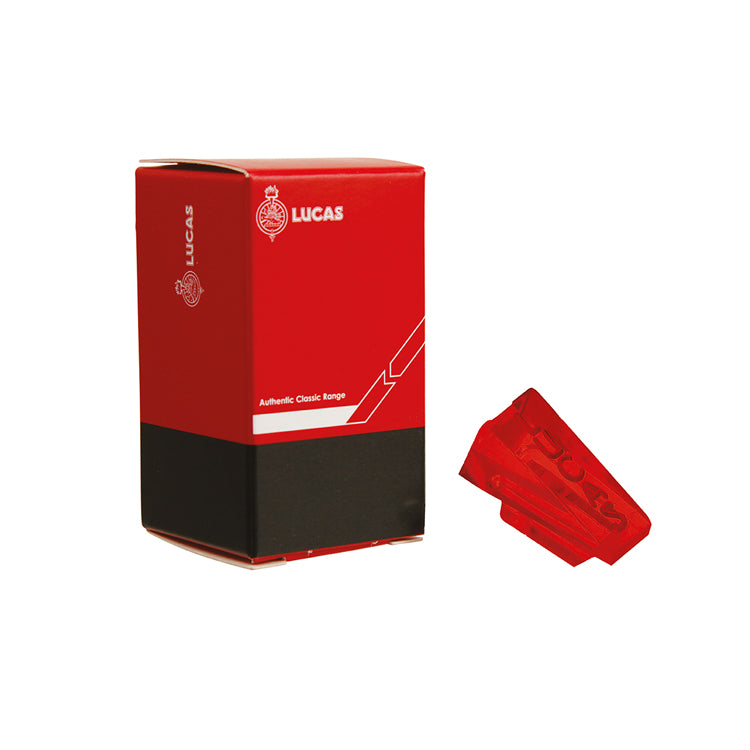 Side Lamp Tell Tale Red Lens, Side Lamp Tell Tale Red Lens - With "Lucas" Script Embossed