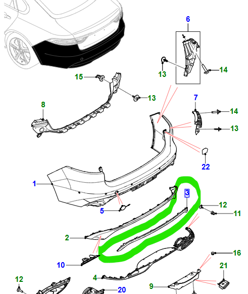 Jaguar XF 2016 on Rear Bumper Centre Molding Trim T2H49208LML