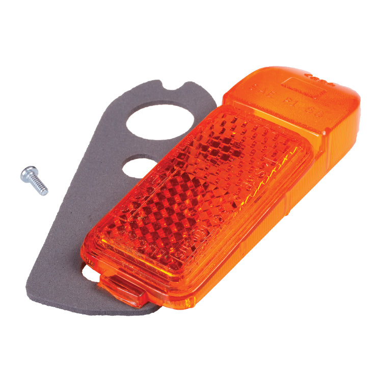 Lucas L824 side marker lens, Amber, complete with gasket and fixing screw