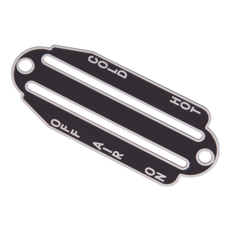 Heater Control Lever Escutcheon Legend Plate, Heater Control Legend Plate. E Type Series 1