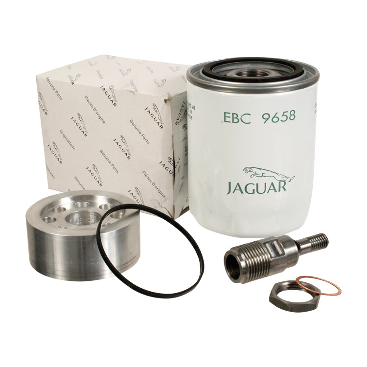 Spin On Oil Filter Conversion Kit, Spin On Oil Filter Conversion Kit. Supplied With An Original Jaguar Spin-On Filter (Ebc9658) For Ease Of Replacement. This Kit Includes A Redesigned Adaptor And Aluminium Housing Leading To A Much Improved Oil Flow Rate.