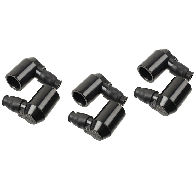 Spark Plug Cap, Right Angled Spark Plug Cap - Set Of 6. Champion Branded. Fitted With Improved Ceramic Film Composite 10K Ohm Resistor.