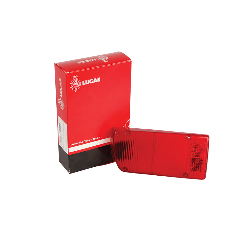 Lucas L871 rear lens all red, single reflector left hand side of Jaguar E Type series 3. American spec