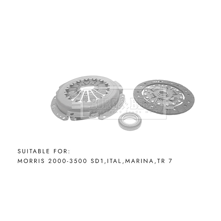 Clutch Kit 3-In-1, Clutch Kit - 3 Piece Kit, Includes Cover Plate, Friction Plate And Release Bearing. For Morris - 2000-3500 Sd1, Ital, Marina, Tr7