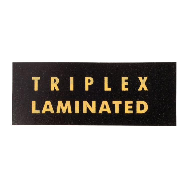 Triplex Windscreen Decal, Triplex Windscreen Decal - "Triplex Laminated" Yellow Lettering On A Black Background.
