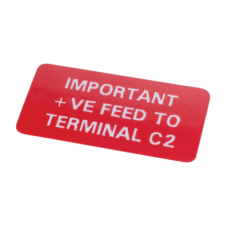 Starter Relay Decal, Starter Relay Decal - Rectangular, White Lettering On A Red Background.