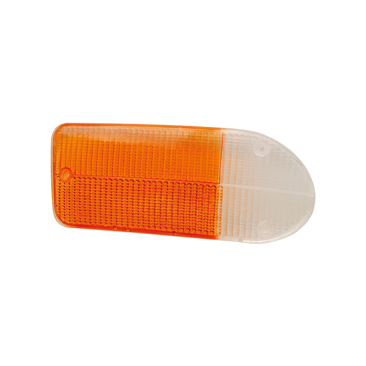 Lucas L823 front lamp lens. Left hand front. Amber and clear