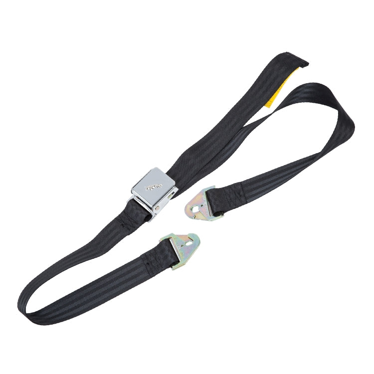 Static Seat Belt 2 Point Fixing - Black, Period Looking Lap Style Seat Belt With Chrome Release Flap And Leaper Emblem, Black Webbing - Supplied Individually, Ie One Per Seat.