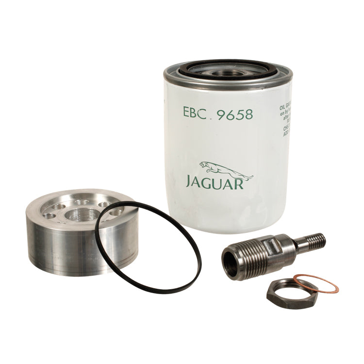 Spin On Oil Filter Conversion Kit, Spin On Oil Filter Conversion Kit. Supplied With An Original Jaguar Spin-On Filter (Ebc9658) For Ease Of Replacement. This Kit Includes A Redesigned Adaptor And Aluminium Housing Leading To A Much Improved Oil Flow Rate.