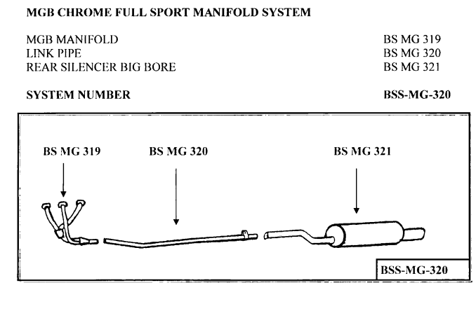 MGB Chrome Bumper Full Sport Exhaust With Branch Manifold Headers.