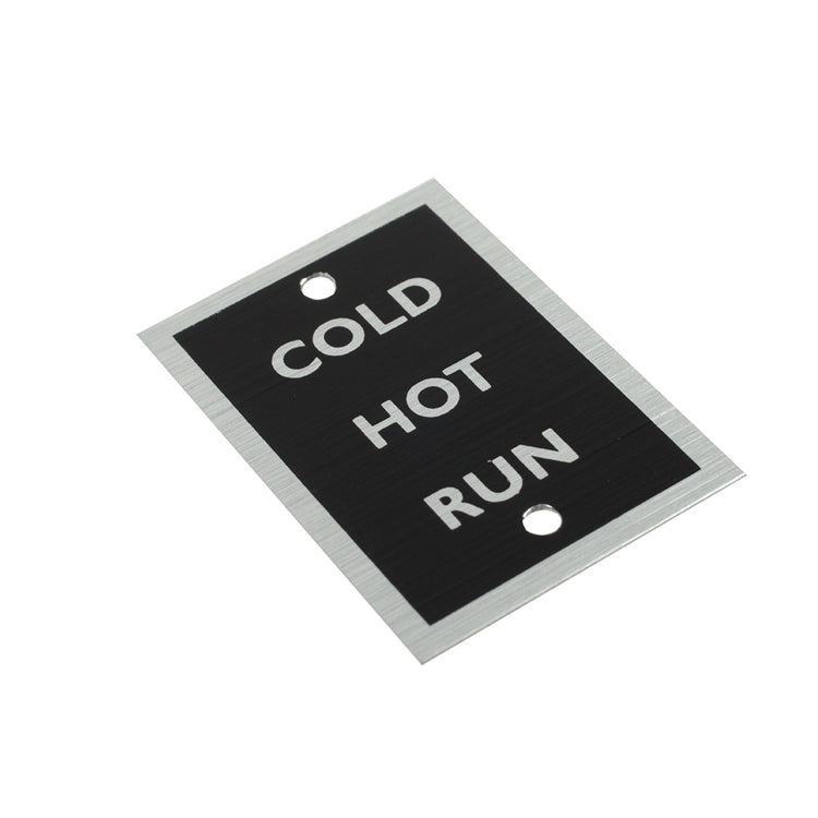 Choke Legend Plate, Choke Legend Plate With Hot, Cold And Run Clearly Marked.