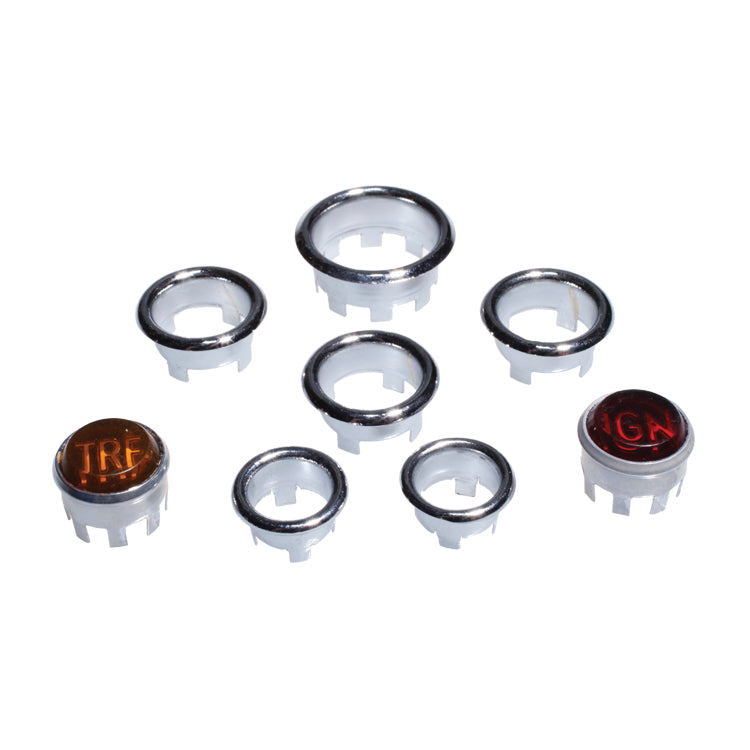 Dash Panel Chrome Bezel Kit, Instrument Panel Chrome Bezel Kit, Including Warning Lamp Bezels For Xk140 Models