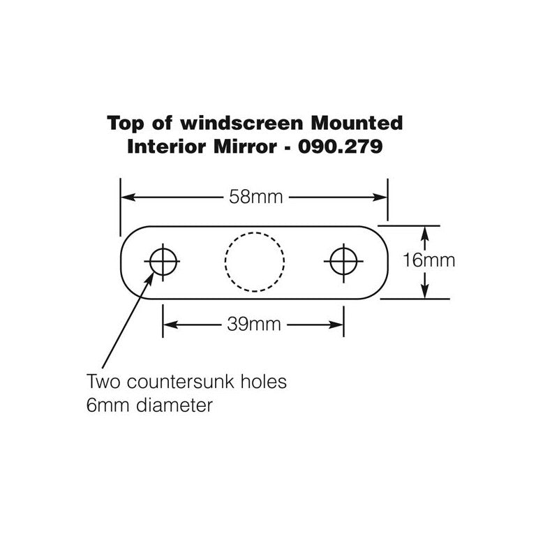 Dash or Top of Windscreen Mounted Interior Mirror