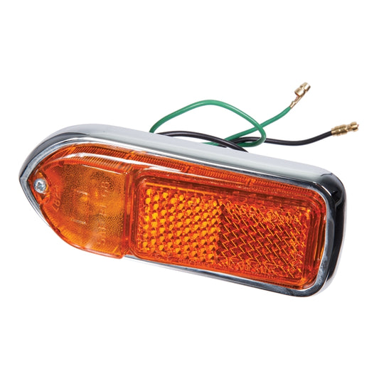 Lucas L824 Left hand front side marker lamp with Amber lens and reflector, moulded connector