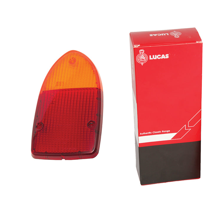 Lucas L801 lens only LH. Red and amber, fitted to Jaguar XJ6 S1,XJ12 S1, Daimler Sovereign.