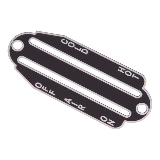 Heater Control Lever Escutcheon Legend Plate, Heater Control Legend Plate. E Type Series 1