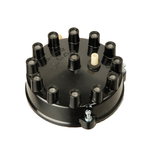 Lucas distributor cap, with vent for the 12 cylinder Jaguars from 1972, with gasket.