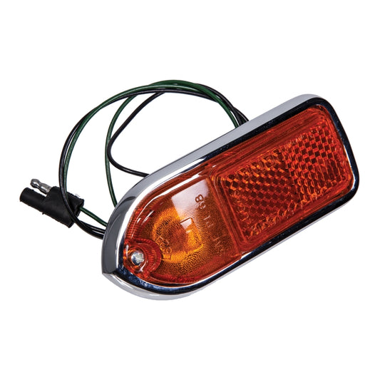 Lucas L824 Right hand front side marker lamp with Amber lens and reflector, with plug connector