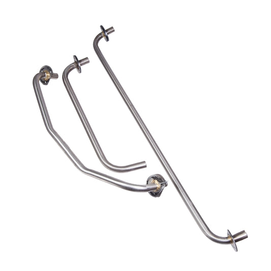 Heater Transfer Pipe Set - Stainless Steel, Stainless Heater Transfer Pipe Set - 3 Pieces, Includes Pipe D Plates And Rivets.