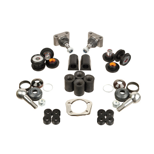 Front Suspension Repair Kit, Front Suspension Bush / Balljoint Kit. Includes Upper And Lower Wishbone Bushes, Anti-Roll Bar D / Link Bushes And Upper And Lower Ball Joint Kits. These Are Standard Rubber Bushes Not Polyurethane.