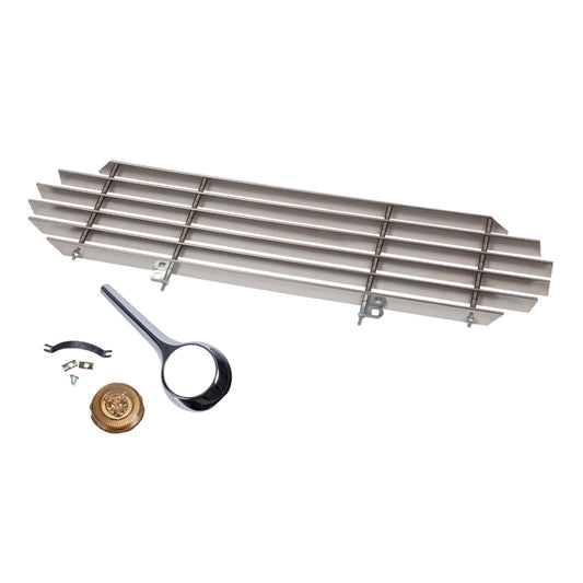 Front Radiator Grille Assembly, Stainless Steel Radiator Grille, Supplied Complete With Centre Vane And Grille Badge.