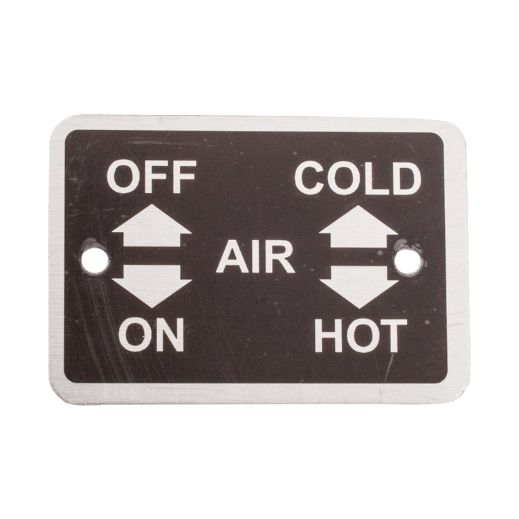 Heater Legend Plate, Heater Legend Plate With On/Off And Hot/Cold Clea ...