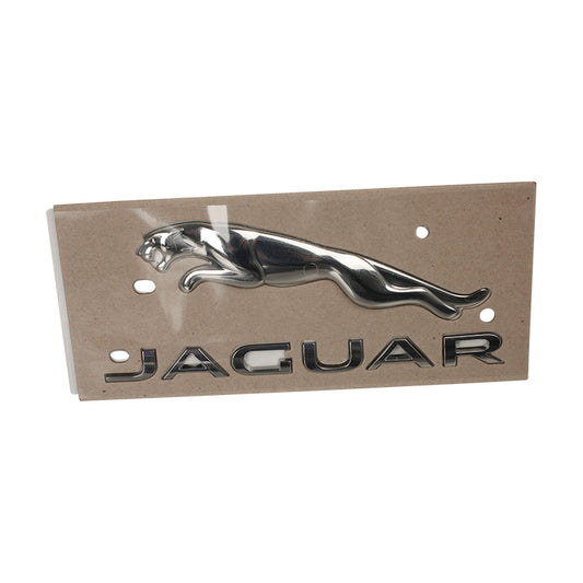 Boot / Trunk  Lid Badge - Chrome Leaper + 'Jaguar' Lettering, Boot / Trunk  Lid Badge - Chrome Leaping Jaguar With 'Jaguar' Lettering