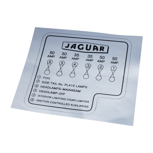 Fuse Box Label, Fuse Box Label - Listings For Fog Lights, Headlamps, Sidelamps, Number Plate Lamp, Interior Lights And Ignition Controlled Auxillaries.