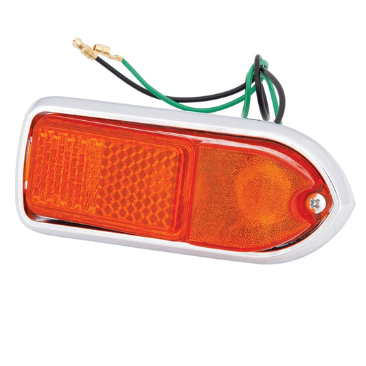 Lucas L824 LH front side marker lamp, deep lens, Amber, with drain hole. Jaguar E-type S2 and S3
