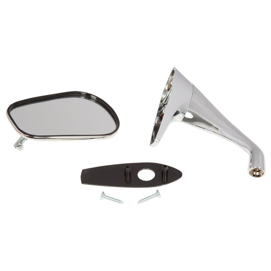 Door Mirror Right Hand, Door Mounted Rear View Mirror, Right Hand. Oval Head With Convex Glass And Swan Neck Style Arm. Supplied With Mounting Gasket And Screws.
