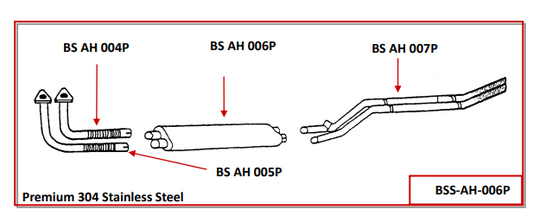 Austin Healey 100/6 (56-64) / BN4 To BJ7 Stainless Exhaust System BSSAH006 Premium