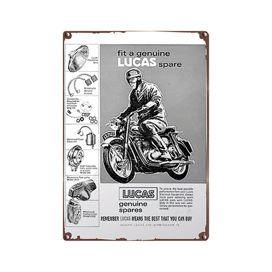 Lucas Motorcycle Spares 8x12" Vintage Metal Sign
