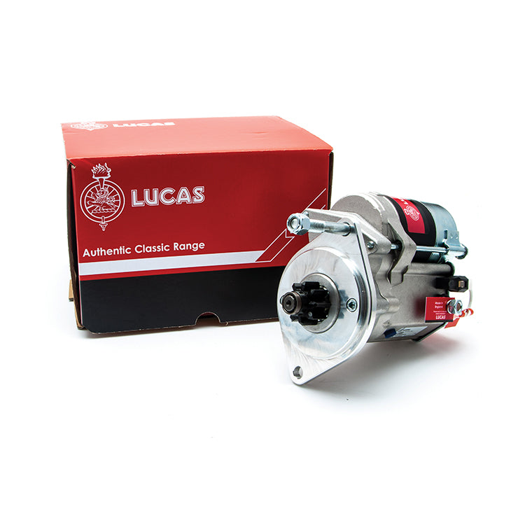 Lucas starter motor, Triumph TR2 TR3 early TR3A with original pre bolt on ring gear, 9 toothed gear