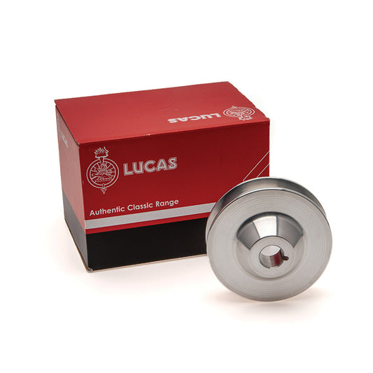 Lucas Dynamo conversion Double V pulley for standard belt. 80mm dia to fit 15mm shaft